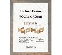 OSUK 50x70cm Rustic Silver Poster Frame - 70 x 50cm Photo Frames with Safe Perspex Front & Wall Mount Hooks - Puzzle Jigsaw Frame - 70cm x 50cm Picture Frames