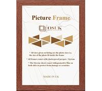 OSUK 70x50 cm Frame Walnut Photo Frame with Clear Perspex Front & Wall Mounting to Hang Portrait or Landscape (Walnut, 50cm x 70cm)