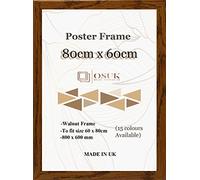 OSUK 80x60cm Walnut Poster Frame - Large 80 x 60cm Photo Frame 800x600mm Frame with Clear Perspex Front & Wall Mount Hooks - 60cm x 80cm Picture Frames