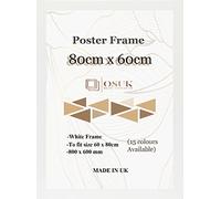 OSUK 80x60cm White Poster Frames - Large 80 x 60cm Photo Frame 800x600mm Frame with Clear Perspex Front & Wall Mount Hooks - 60cm x 80cm Picture Frame