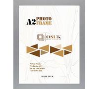 OSUK A2 Frame Silver In Size 42 x 59.4 cm Poster Frame - A2 Photo Frames with Clear Perspex Front & Wall Mounting to Hang Portrait or Landscape - Large A2 Picture Frame