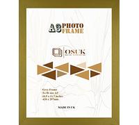 OSUK A3 Frame Gold In Size 30 x 42cm Picture Frame - Gold A3 Photo Poster Frame with Clear Perspex Front & Wall Mounting Hooks to Hang Portrait or Landscape