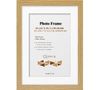 OSUK A3 Oak Photo Frame With A4 White Mount - Poster Frame With White Mount Clear Perspex Front & Wall Hanging Hooks - 29.7 x 42 cm Picture Frame With 21 x 29.7 cm Mount