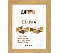 OSUK A4 Frame Oak In Size 21 x 29.7 cm Frame A4 Photo Frame with Clear Perspex Front & Wall Mounting to Hang Portrait or Landscape (Oak)