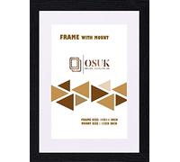 OSUK Black 14x11 Inch Photo Picture Frame Modern Wood Poster Frames with White Mount Ready to Hang Portrait or Landscape