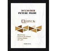 OSUK Black 30x20 inch Picture Frame - Large Frame 76.2 x 50.8cm - 20 x 30 Inch Photo Frame With Clear Perspex Front & Wall Mounting Hook - Black 30" x 20" Poster Frames