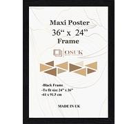 OSUK Black Maxi Poster Frame 61 x 91.5cm - Large Photo Frame 36 x 24 Inch - 91.5 x 61cm Poster Frames With Clear Perspex Front & Wall Mounting Hooks - Black 24" x 36" Picture Frame