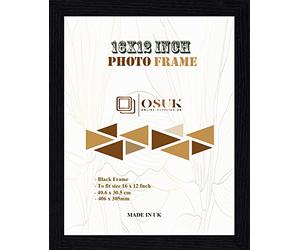 OSUK Black Photo Frames 40.6 x 30.5cm Large Photo Frame 16 x 12 Inch Picture Frame With Clear Perspex Front & Wall Mounting 12" x 16" Frame