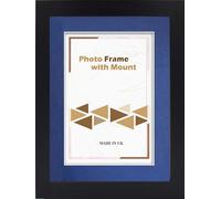 OSUK Black Photo Picture Frame Poster Frame With Mount Various Size White Ivory Black Grey Blue Mount (90x70cm for Pic Size 80x60cm, Blue Mount)