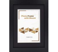 OSUK Black Photo Picture Frame Poster Frame With Mount Various Size White Ivory Black Grey Blue Mount (90x70cm for Pic Size 80x60cm, Black Mount)