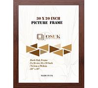 OSUK Dark Oak 30x20 inch Picture Frame - Large Frame 76.2 x 50.8cm - 20 x 30 Inch Photo Frame With Clear Perspex Front & Wall Mounting Hook - Dark Oak 30" x 20" Poster Frames
