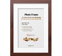 OSUK Dark Oak A1 Frame With A2 Mount - Modern Photo Frame With White Mount - Clear Perspex Front & Wall Mounting Poster Frame - Dark Oak A1 Picture Frame With A2 White Mount