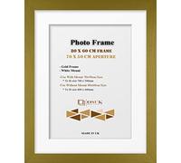 OSUK Gold 80x60 cm Frame With 70x50 cm White Mount Modern Photo Frame With - Clear Perspex Front & Wall Mounting Poster Frame-800 x 600mm Frame With 700 x 500mm Mount (Gold)