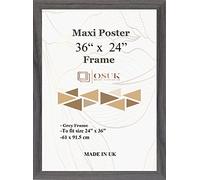 OSUK Grey Maxi Poster Frame 61 x 91.5cm - Large Photo Frame 36 x 24 Inch - 91.5 x 61cm Poster Frames With Clear Perspex Front & Wall Mounting Hooks - Grey 24" x 36" Picture Frame