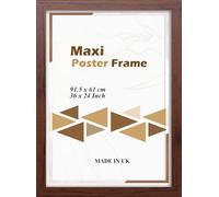 OSUK Limited Dark Oak Maxi Poster Frame - 36 x 24 Inch Photo Frame - Large Picture Frame 61 x 91.5cm with Clear Perspex Sheet & Wall Mounting Hooks - Dark Oak 36"x24" Poster Frame