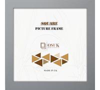 OSUK Modern 40x40 cm Square Photo Frame Silver - Picture Frames With Safe Perspex Front & Wall Hanging Hooks - Wood Effect 40cm x 40cm (15.7" x 15.7") Silver Square Frame