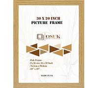 OSUK Oak 30x20 inch Picture Frame - Large Frame 76.2 x 50.8cm - 20 x 30 Inch Photo Frame With Clear Perspex Front & Wall Mounting Hook - Oak 30" x 20" Poster Frames