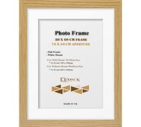 OSUK Oak 80x60 cm Frame With 70x50 cm Mount Modern Photo Frame With White Mount Clear Perspex Front & Wall Mounting Poster Frame - 800 x 600mm Frame With 700 x 500mm Mount (Oak)