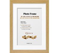 OSUK Oak A1 Frame With A2 Mount - Modern Photo Frame With White Mount - Clear Perspex Front & Wall Mounting Poster Frame - Oak A1 Picture Frame With A2 White Mount