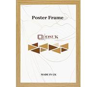 OSUK Oak A2 Size Photo Frame - Plain Flat Style Oak A2 (42 x 59.4cm) Picture Frame with Clear Perspex Front Tabletop And Wall Picture Frame With Hanging Hooks (A2 (42 x 59.4cm))