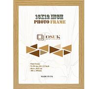 OSUK Oak Photo Frame 40.6 x 30.5cm Large Photo Frame 16 x 12 Inch Picture Frames With Clear Perspex Front & Wall Mounting 12" x 16" Frame (Oak)