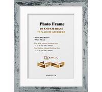 OSUK Rustic Blue 80x60 cm Frame With 70x50 cm White Mount - Modern Photo Frames With Clear Perspex Front & Wall Mounting Poster Frame - 80 x 60cm Frames With 70 x 50cm Mounts