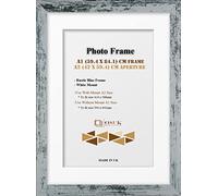 OSUK Rustic Blue A1 Photo Frame With A2 Mount Modern Picture Frame With White Mount - Clear Perspex Front & Wall Mounting Poster Frame - 59.4 x 84.1 cm Frame With 42 x 59.4 cm Mount