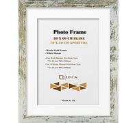OSUK Rustic Gold 80x60 cm Frame With 70x50 cm White Mount Modern Photo Frame With -Clear Perspex Front & Wall Mounting Poster Frame - 800 x 600mm Frame With 700 x 500mm Mount (Rustic Gold)