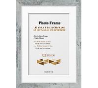 OSUK Rustic Grey A1 Photo Frame With A2 Mount Modern Picture Frame With White Mount - Clear Perspex Front & Wall Mounting Poster Frame - 59.4 x 84.1 cm Frame With 42 x 59.4 cm Mount
