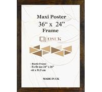 OSUK Rustic Maxi Poster Frame 61 x 91.5cm - Large Photo Frame 36 x 24 Inch - 91.5 x 61cm Poster Frames With Clear Perspex Front & Wall Mounting Hooks - Rustic 24" x 36" Picture Frame