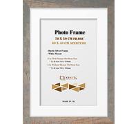 OSUK Rustic Silver 70x50 cm Frame With 60x40 cm White Mount - Modern Photo Frames With Clear Perspex Front & Wall Mounting Poster Frame - 70 x 50cm Frames With 60 x 40cm Mounts