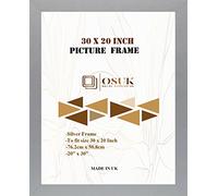 OSUK Silver 30x20 inch Picture Frame - Large Frame 76.2 x 50.8cm - 20 x 30 Inch Photo Frame With Clear Perspex Front & Wall Mounting Hook - Silver 30" x 20" Poster Frames