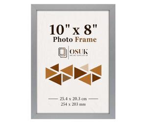 OSUK Silver Photo Frame 25.4 x 20.3cm Photo Frame 10 x 8 Inch Picture Frames With Clear Perspex Front & Wall Mounting Black 8" x 10" Frame (Silver)