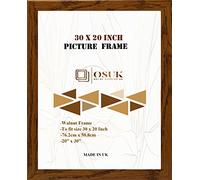 OSUK Walnut 30x20 inch Picture Frame - Large Frame 76.2 x 50.8cm - 20 x 30 Inch Photo Frame With Clear Perspex Front & Wall Mounting Hook - Walnut 30" x 20" Poster Frames