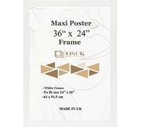 OSUK White Maxi Poster Frame 61 x 91.5cm - Large Photo Frame 36 x 24 Inch - 91.5 x 61cm Poster Frames With Clear Perspex Front & Wall Mounting Hooks - White 24" x 36" Picture Frame