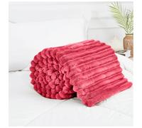 Osum Ribbed Throws Blankets Teddy Sherpa Fleece Chunky Cord Throws Over Super Soft Warm Cosy Luxurious Sofa Settee Bed Extra Large Blankets For Kids and Adults (Red, King Size 200x240cm)
