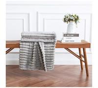 Osum Ribbed Throws Blankets Teddy Sherpa Fleece Chunky Cord Throws Over Super Soft Warm Cosy Luxurious Sofa Settee Bed Extra Large Blankets For Kids and Adults (Grey, Double Size 150x200cm)
