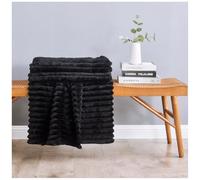 Osum Ribbed Throws Blankets Teddy Sherpa Fleece Chunky Cord Throws Over Super Soft Warm Cosy Luxurious Sofa Settee Bed Extra Large Blankets For Kids and Adults (Black, Double Size 150x200cm)