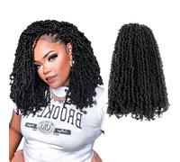 Osuntress Yanky Twist Crochet Hair 14 Inch Pre Looped Short Black Mini Spring Twist Micro Yankee Passion Braids (200 Strands, Natural Black)
