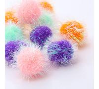 Osvela Cat Ball Toy Pom Pom Sparkle Fuzzy Balls 2 Inches Interactive Cat Toy Assorted Color 12 Pack