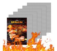 OSVINO 5 Pack BBQ Grill Mesh Mat, 40x30CM Non-Stick Reusable Grill Mats