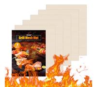 OSVINO 5 Pack BBQ Grill Mesh Mat, 40x30CM Non-Stick Reusable Grill Mats