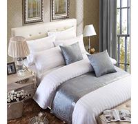 OSVINO European Style Bed Runner Scarf Luxury Modern Smooth Bedding Protector Slipcover Decoration for Bedroom Hotel Wedding Room, Grey 210X50cm for 150cm Bed