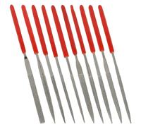OSVJE 10Pc Red 2x100mm Mini Diamond Needle File Set Polishing and Engraving | Diamond Abrasive Surface, Red Anti-Slip Handle, 10 Assorted Shapes, Compact 2×100Mm Size, Grinding Polishing Carving Tool