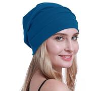 osvyo Cotton Chemo Hats Soft Caps Cancer Headwear for Women Hair Loss Sealed Packaging, Deep lake blue, One Size