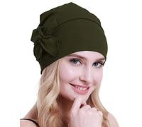 osvyo Cotton Chemo Turbans Headwear Beanie Hat Cap for Women Cancer Patient Hairloss Army Green