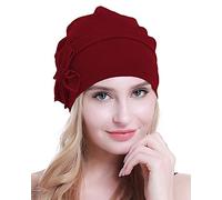 osvyo Cotton Chemo Turbans Headwear Beanie Hat Cap for Women Cancer Patient Hairloss Cherry