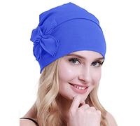osvyo Cotton Chemo Turbans Headwear Beanie Hat Cap for Women Cancer Patient Hairloss Light Cerulean