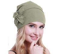 osvyo Cotton Chemo Turbans Headwear Beanie Hat Cap for Women Cancer Patient Hairloss Light Olive DRAB