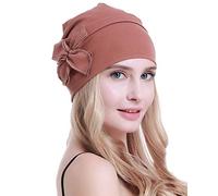 osvyo Cotton Chemo Turbans Headwear Beanie Hat Cap for Women Cancer Patient Hairloss Rust RED